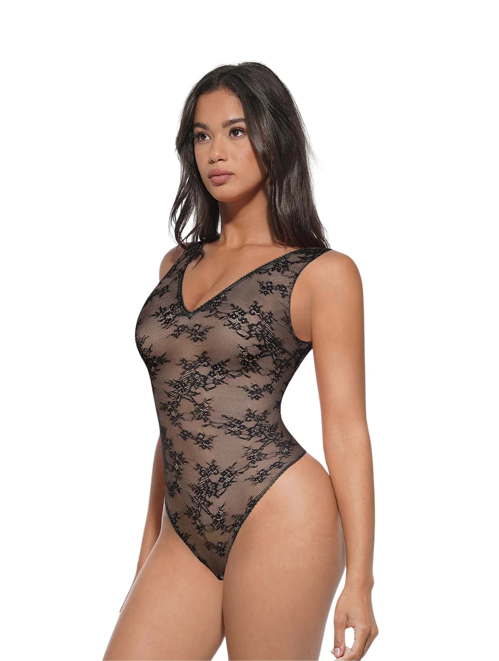 V-Ausschnitt Spitzen-String-Body