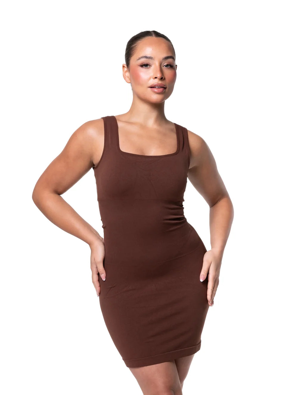 Minikleid mit quadratischem Ausschnitt und nahtloser Shapewear