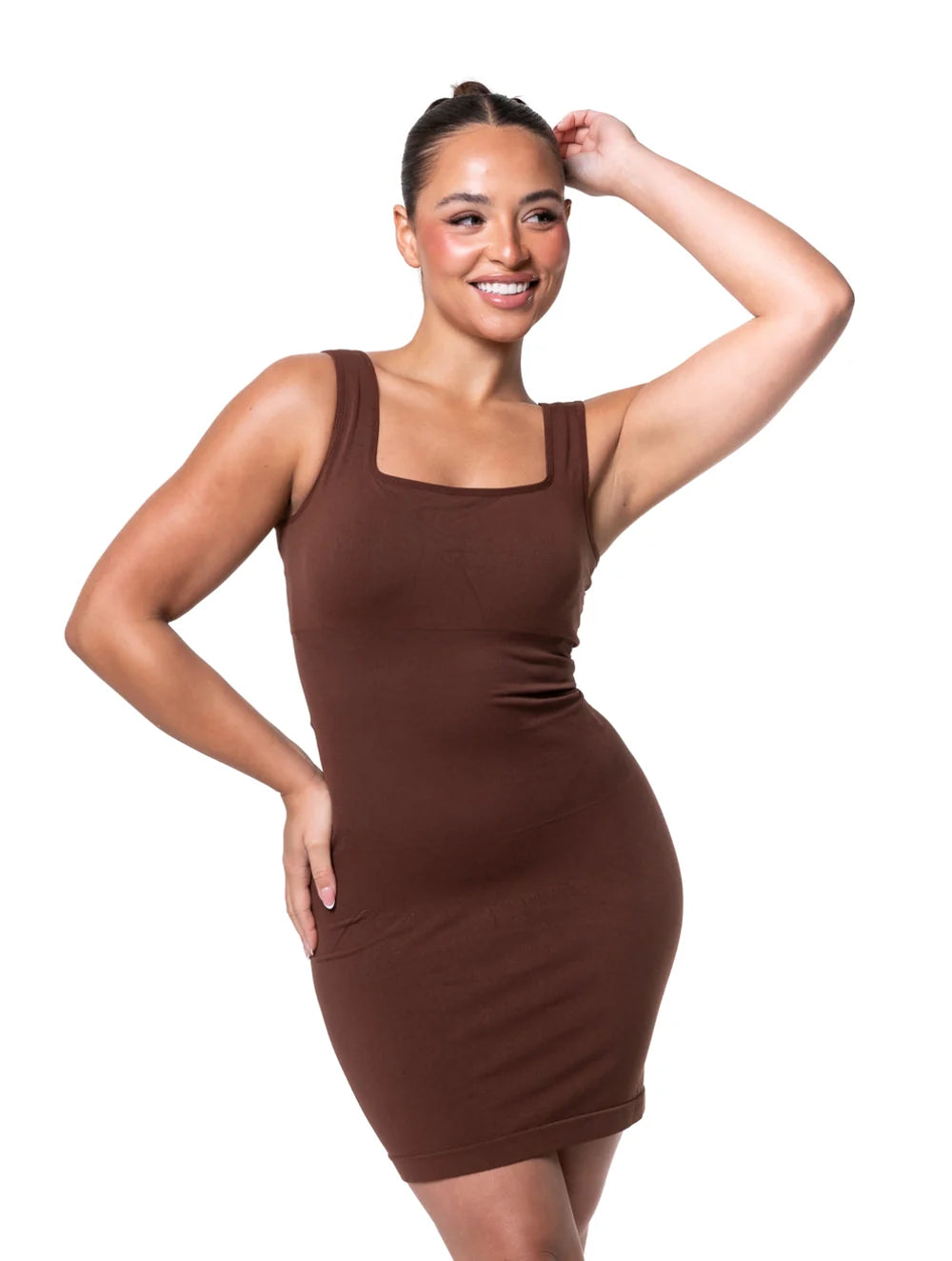 Minikleid mit quadratischem Ausschnitt und nahtloser Shapewear