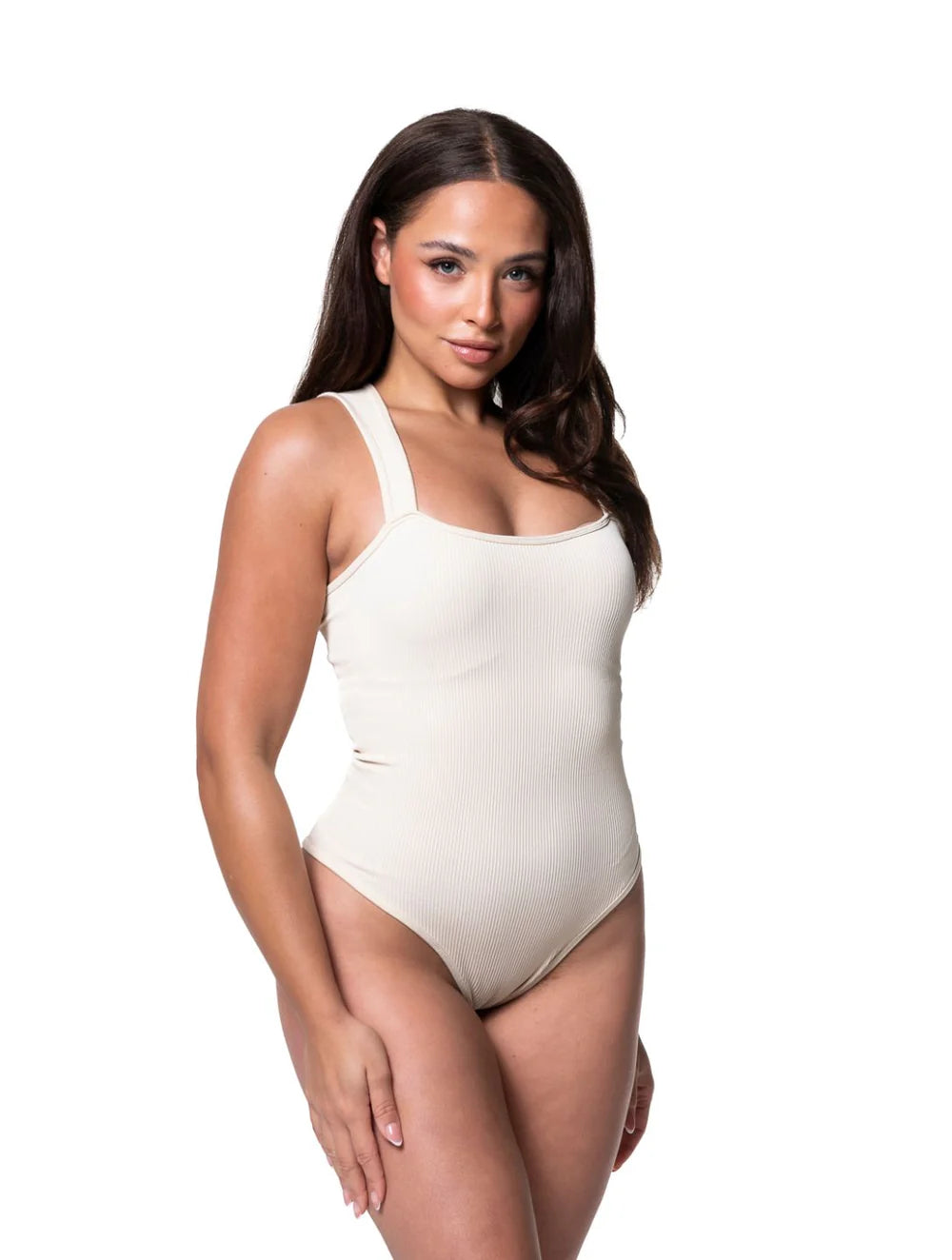 Gerippter Shapewear-Body mit Carré-Ausschnitt